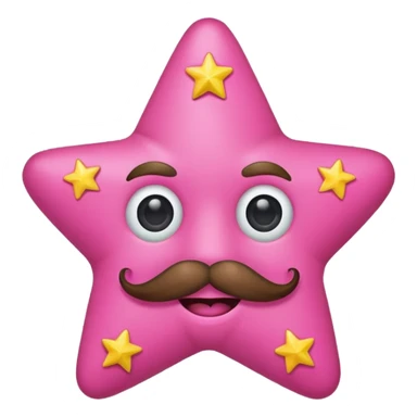 Pink star with moustache sticker
