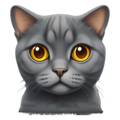 Dark grey Scottish fold ears cat with yellow orange eyes sticker