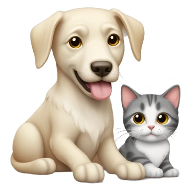 Un cane con un gatto che si abbracciano e si leccano sticker