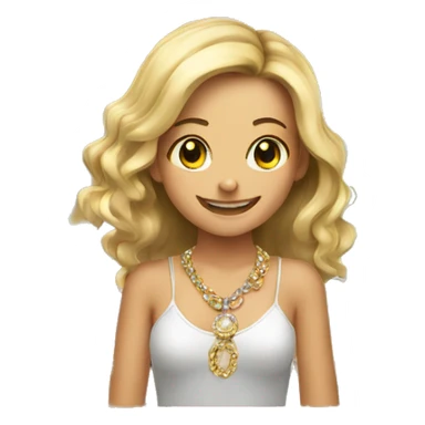 smiling girl with jewelry indoors cutting  sticker
