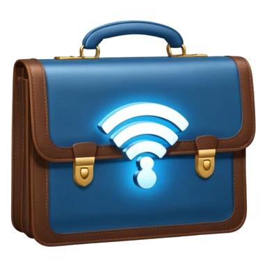 open wifi icon money filled briefcase sticker