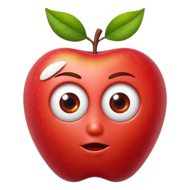 crea una manzana tipo emoji con  ojos y boca 3d tipo pixar sticker