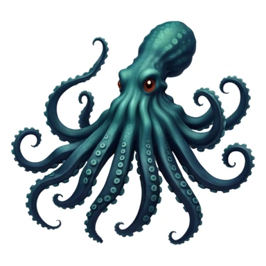 Create a single emoji of a Kraken in full body, shown at a slight side angle in a natural, characteristic pose. stylized like an emoji, but clearly recognizable.  sticker