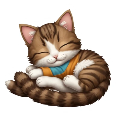 dark brown tabby and white kitten sleeping upside down on its back sticker