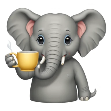 elephant with tea cup sticker