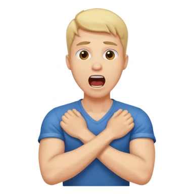 guy with arms crossed holding neck screaming sticker