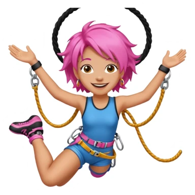 bungee jumping face with earrings and pink hair flying away earrings flying away sticker