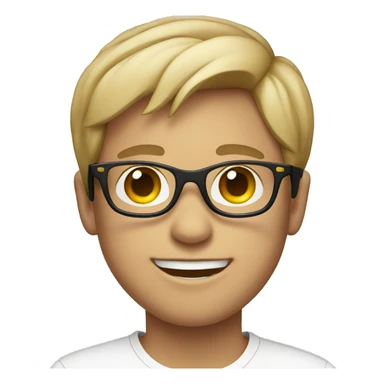 smiling boy in white shirt with sunglasses sticker