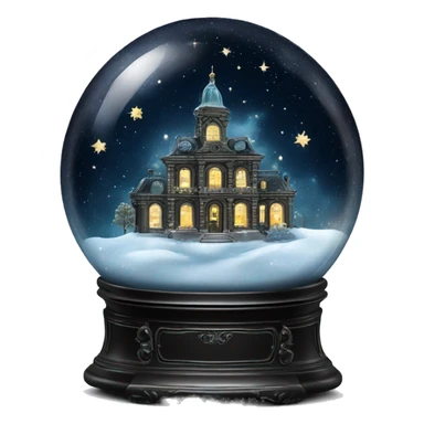 vintage black rococo night sky snow globe sticker