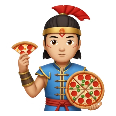 chinese ancient warrior with pizza sticker