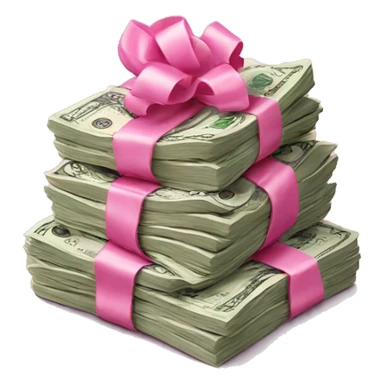 Stack of money with pink bow  sticker