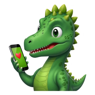 Dinosaur with Iphone looking in with heart eyes sticker