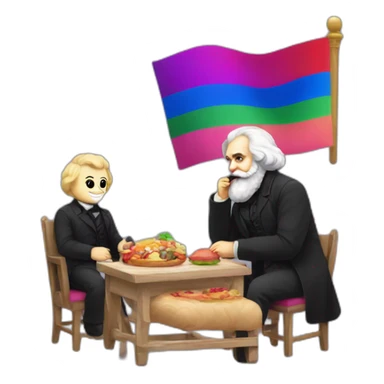 karl marx eating a bisexual pride flag sticker
