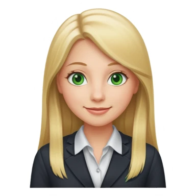 Green eyes office girl with straight long blonde hair barboe sticker