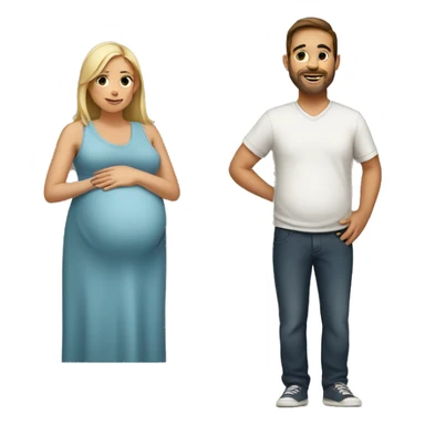 A pregnant woman with her husband  sticker
