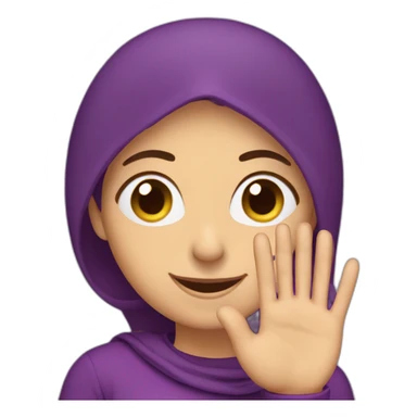 Armenian woman saying hello and giving five with happy face  in purple clothes  sticker