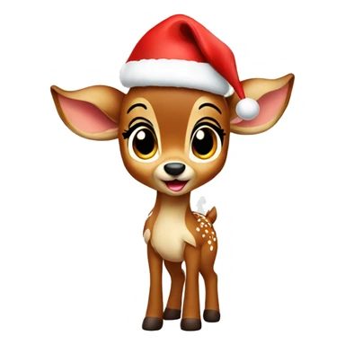 cute bambi with a santa hat sticker