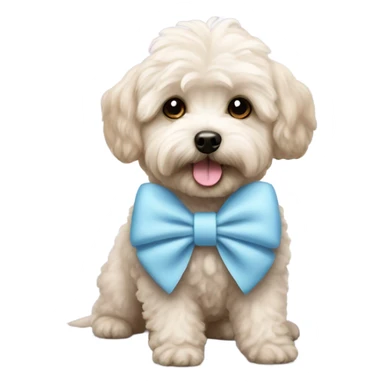 Maltipoo light blue bow sticker