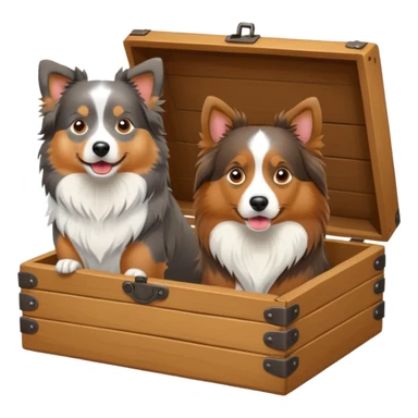 Shetland sheepdog and Australian shepherd in a box sticker