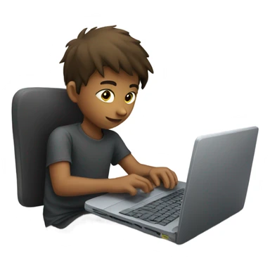 a 13 year old boy coding on a laptop sticker