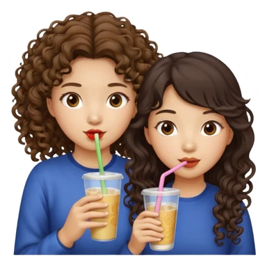 Two girls drinking they’re both Asian but one has curly brown hair and the other has long dark hair sticker