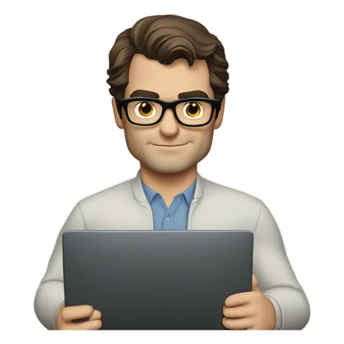Henry cavill with a laptop in front of him and glasses  sticker