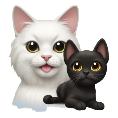 white cat next to sable spitz and black petit brabancon sticker