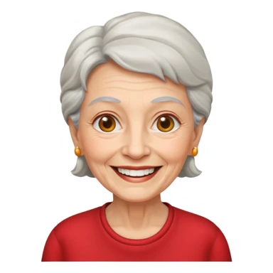 elderly woman with red shirt sticker