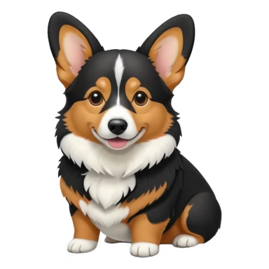 black tricolor corgi with no tail in snow sticker