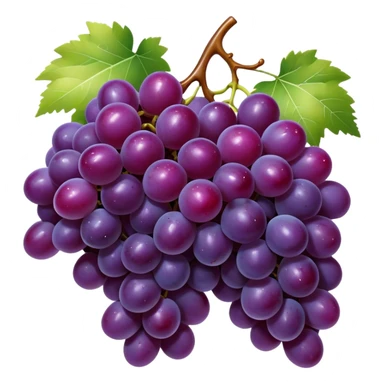 Cinematic glossy purple grapes, plump and dewy, gathered in a beautiful cluster, deep rich hues, ultra-detailed, fresh and juicy, soft glowing light. sticker