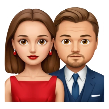leonardo di caprio and Natalie Portman in a red dress sticker