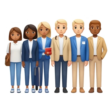 A line of diverse people waiting to vote at a polling station sticker