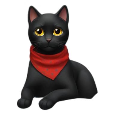 A black cat with a red bandana clawing at a blue sofa sticker