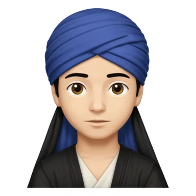 Emoji de un chico con turbante árabe que el chico sea de color piel clara y que tenga cabello negro y de fondo blanco sticker