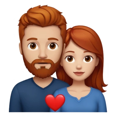 👩🏼‍❤️‍👨🏽 Something like this, but make the guy more lighter and give the girl a bit more red hair like ginger style make the guy have dark brown hair, same with the beard and add a heart in the middle above us sticker