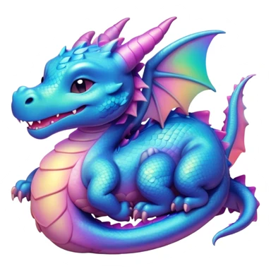 Meme-Worthy Cute Sleeping Dragon Portrait Emoji, Head resting peacefully with a contented smile, showcasing a sinuous, graceful build and a luxuriously soft, iridescent scaled body, eyes gently closed in serene, magical slumber, Simplified yet hilariously adorable features, highly detailed, glowing with a soft, drowsy mystical light, high shine, relaxed and utterly lovable, stylized with an air of playful fantasy, soft glowing outline, capturing the essence of a sleeping dragon that feels destined to become the next viral sensation of enchanted rest! sticker