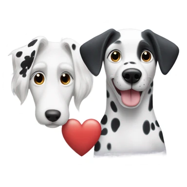 dalmatian and white and grey husky with big heart over head sticker
