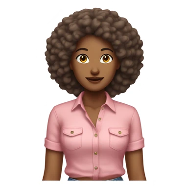 Tan girl with Afro posing full body jean skirt pink shirt sticker