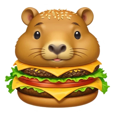 capybara laying on a burger sticker