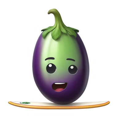 eggplant riding a surfboard  sticker
