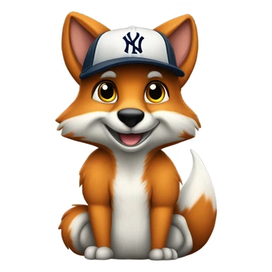 Jeune Furry renard / mignon / allongé sur le dos / musclé / harnais / casquette yankees  sticker