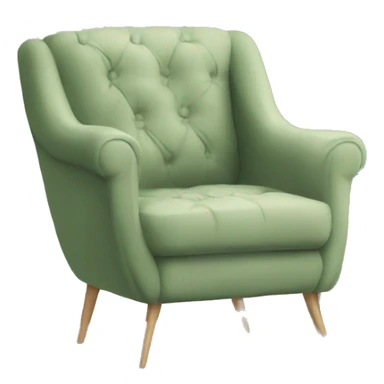 Beige colored Armchair - Sage green blanket - book sticker