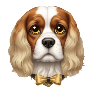 King Charles dog wearing a bow sticker
