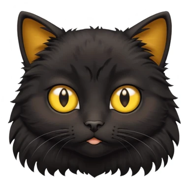 worried black cat face sticker