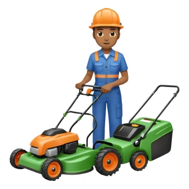 Maintenance worker
with lawnmower, full body sticker