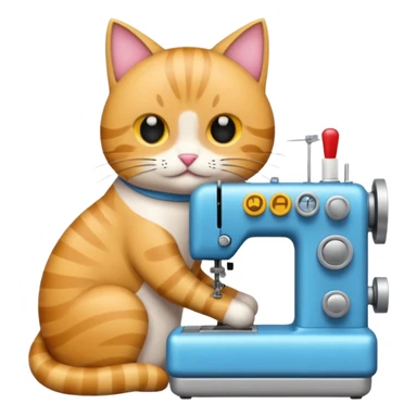 gato cosiendo en una maquina de coser sticker
