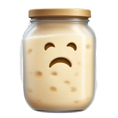 Bubbly Sourdough starter in a jar slightly overflowing down the side sticker