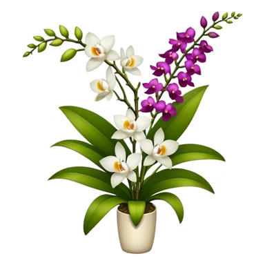 big bouquet Dendrobium Orchid, stem, leaf, more flower sticker