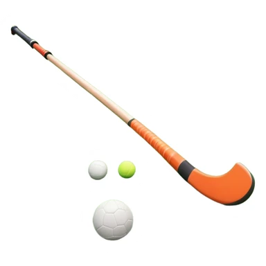 A field hockey stick and ball on a vibrant green grass field, with goalposts and clear field markings in the background. The scene emphasizes the bright, lush grass, highlighting the fast-paced and strategic nature of hockey on a well-maintained pitch. sticker