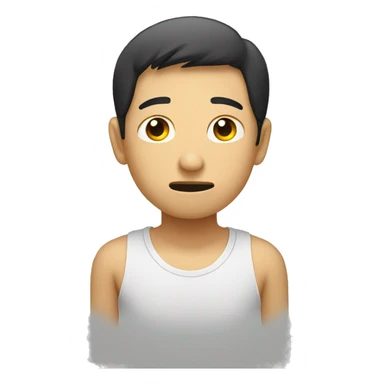 An asian guy with sad face sitting here think about his lover sticker